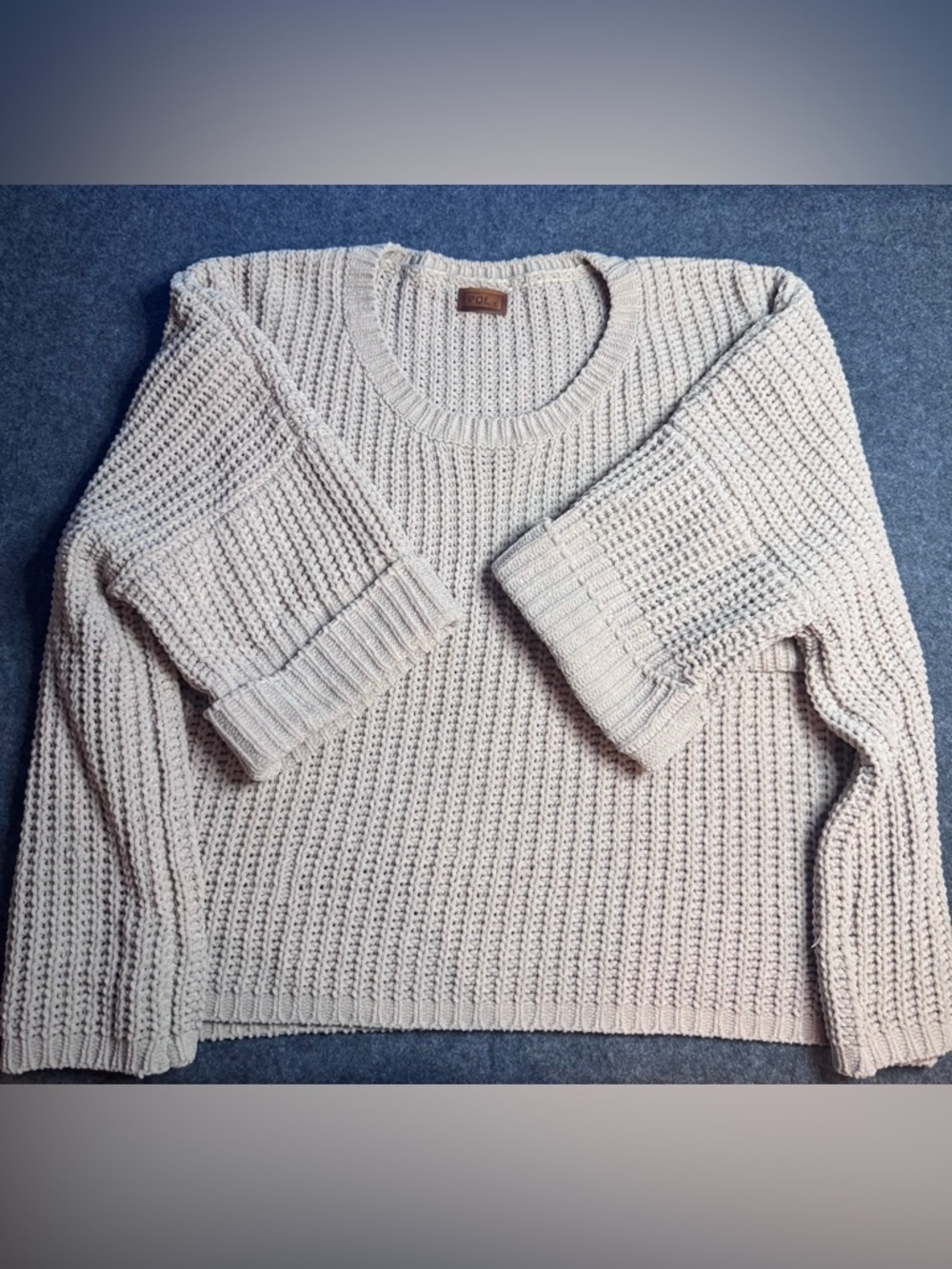 POL Tan Oversized Chunky Chenille Sweater - New Without Tags